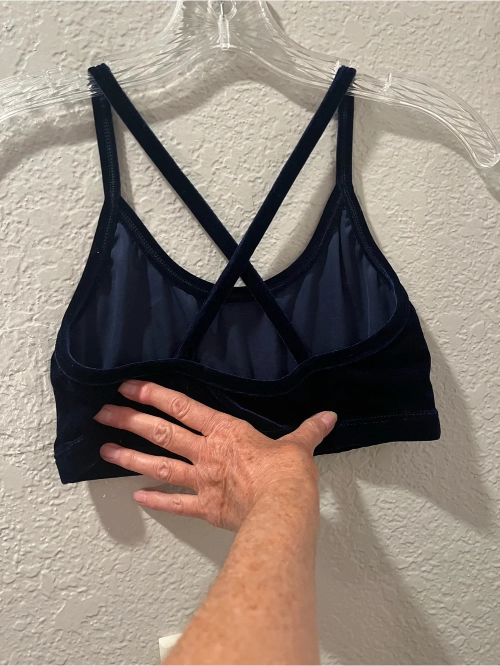 Jr Girls 3 Piece Dance Costume - Navy Velvet Bralette, Pants and Top